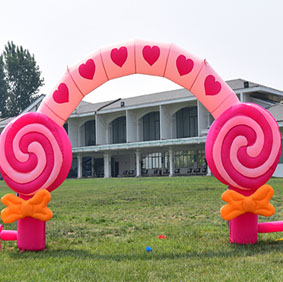 婚慶新款粉紅棒棒糖充氣拱門